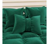PETTI Artigiani Italiani - Cuscini Arredo in Velluto con Imbottitura, Cuscino per Camera da Letto, Divano Salotto, con Federa a Sacco, Fiocco Smeraldo - 50 x 40 cm