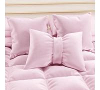 PETTI Artigiani Italiani - Cuscini Arredo in Velluto con Imbottitura, Cuscino per Camera da Letto, Divano Salotto, con Federa a Sacco, Fiocco Rosa - 50 x 40 cm