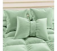 PETTI Artigiani Italiani - Cuscini Divano in Velluto con Imbottitura, Copricuscini Camera da Letto, Cuscini Arredo con Cerniera Invisibile, Cuscini Velluto Salvia Fiocco 1 Pezzo - 50x40 cm