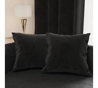 PETTI Artigiani Italiani - 2 Cuscini Divano in Velluto con Imbottitura, Copricuscini Camera da Letto, Cuscini Arredo con Cerniera Invisibile, Cuscini Velluto Nero 2 Pezzi - 50x50 cm