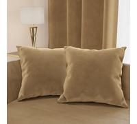 PETTI Artigiani Italiani - 2 Cuscini Divano in Velluto con Imbottitura, Copricuscini Camera da Letto, Cuscini Arredo con Cerniera Invisibile, Cuscini Velluto Tortora 2 Pezzi - 50x50 cm