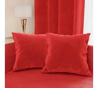 PETTI Artigiani Italiani - Cuscini Arredo in Velluto, Cuscino per Camera da Letto, Divano Salotto, Federa Cuscino, 2 Pezzi Rosso - 50x50 cm