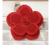 PETTI Artigiani Italiani - Cuscini Fiore in Velluto con Imbottitura, Copricuscini Camera da Letto, Cuscini Arredo a Forma di Fiore, Cuscini Velluto Rosso Fiore 1 Pezzo - Diametro 50 cm