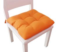 PETTI Artigiani Italiani - Cuscini per Sedia Cucina 4 punti Set da 6 Pezzi, Copricuscini Sedia in Cotone con Laccetti 40x40 cm - Set da 6 Disegno Tinta Unita Arancione 100% Made in Italy