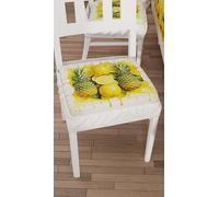 PETTI Artigiani Italiani - Cuscini per Sedia Cucina con Elastico da 2 Pezzi, Copricuscini in Microfibra, Coprisedia con Molla Disegno Limoni e Ananas, 100% Made in Italy