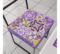 PETTI Artigiani Italiani - Cuscini per Sedia Cucina con Elastico da 2 Pezzi, Copricuscini Sedia in Microfibra con Elastico, Cuscini Coprisedia con Molla Disegno Vietri Viola 100% Made in Italy