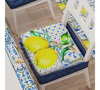 PETTI Artigiani Italiani - Cuscini per Sedia Cucina con Elastico da 2 Pezzi, Copricuscini Sedia in Microfibra con Elastico, Cuscini Coprisedia con Molla Disegno Vietri 100% Made in Italy