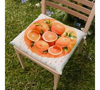 PETTI Artigiani Italiani - Cuscini per Sedia Cucina, Set 6 Cuscini per Sedie, Coprisedie in Microfibra con Stampa Digitale e Laccetti, Disegno Frutta Arance, 100% Made in Italy