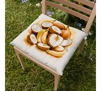 PETTI Artigiani Italiani - Cuscini per Sedia Cucina, Set 6 Cuscini per Sedie, Coprisedie in Microfibra con Stampa Digitale e Laccetti, Disegno Frutta Cocco e Banana, 100% Made in Italy