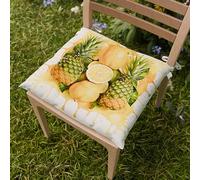 PETTI Artigiani Italiani - Cuscini per Sedia Cucina, Set 6 Cuscini per Sedie, Coprisedie in Microfibra con Stampa Digitale e Laccetti, Disegno Frutta Limoni e Ananas, 100% Made in Italy