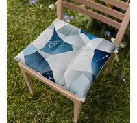 PETTI Artigiani Italiani - Cuscini per Sedia Cucina, Set 6 Cuscini per Sedie, Coprisedie in Microfibra con Stampa Digitale e Laccetti, Disegno Cerchio Blu