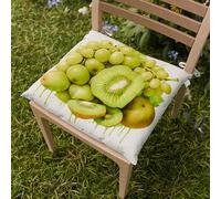 PETTI Artigiani Italiani - Cuscini per Sedia Cucina, Set 6 Cuscini per Sedie, Coprisedie in Microfibra con Stampa Digitale e Laccetti, Disegno Frutta Uva e Kiwi, 100% Made in Italy