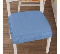 PETTI Artigiani Italiani Cuscini per Sedie con Elastico in Tinta Unita, Coprisedia 40x40 cm, Set da 2 Pezzi, Lavabili, 100% Poliestere, Celeste