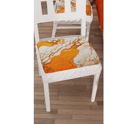 PETTI Artigiani Italiani - Cuscini Sedie Cucina Set da 2, Effetto Marmo Arancione 40x40 cm, Coprisedie Quadrati con Elastico per Sala da Pranzo in Microfibra, 100% Made in italiani
