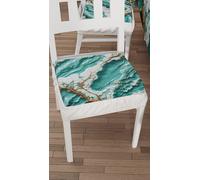 PETTI Artigiani Italiani - Cuscini Sedie Cucina Set da 2, Effetto Marmo Azzurro 40x40 cm, Coprisedie Quadrati con Elastico per Sala da Pranzo in Microfibra, 100% Made in italiani