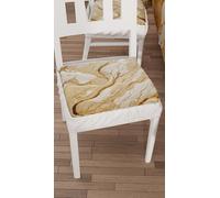 PETTI Artigiani Italiani - Cuscini Sedie Cucina Set da 2, Effetto Marmo Beige 40x40 cm, Coprisedie Quadrati con Elastico per Sala da Pranzo in Microfibra, 100% Made in italiani