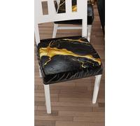 PETTI Artigiani Italiani - Cuscini Sedie Cucina Set da 2, Effetto Marmo Nero 40x40 cm, Coprisedie Quadrati con Elastico per Sala da Pranzo in Microfibra, 100% Made in italiani