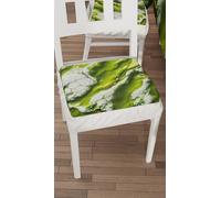 PETTI Artigiani Italiani - Cuscini Sedie Cucina Set da 2, Effetto Marmo Verde 40x40 cm, Coprisedie Quadrati con Elastico per Sala da Pranzo in Microfibra, 100% Made in italiani