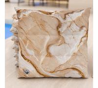 PETTI Artigiani Italiani - Cuscini Sedie Cucina Set da 6, Effetto Marmo Beige 40x40 cm, Coprisedie Quadrati per Sala da Pranzo in Microfibra con Stampa Digitale e Laccetti, 100% Made in Italy