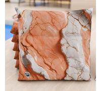 PETTI Artigiani Italiani - Cuscini Sedie Cucina Set da 6, Effetto Marmo Cipria 40x40 cm, Coprisedie Quadrati per Sala da Pranzo in Microfibra con Stampa Digitale e Laccetti, 100% Made in Italy