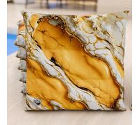 PETTI Artigiani Italiani - Cuscini Sedie Cucina Set da 6, Effetto Marmo Giallo 40x40 cm, Coprisedie Quadrati per Sala da Pranzo in Microfibra con Stampa Digitale e Laccetti, 100% Made in Italy