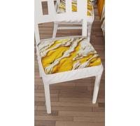 PETTI Artigiani Italiani - Cuscini Sedie Cucina Set da 6, Effetto Marmo Giallo 40x40 cm, Coprisedie Quadrati con Elastico per Sala da Pranzo in Microfibra, 100% Made in italiani