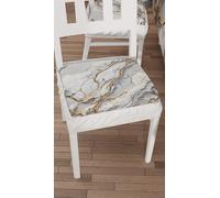 PETTI Artigiani Italiani - Cuscini Sedie Cucina Set da 6, Effetto Marmo Grigio Chiaro 40x40 cm, Coprisedie Quadrati con Elastico per Sala da Pranzo in Microfibra, 100% Made in italiani