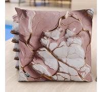 PETTI Artigiani Italiani - Cuscini Sedie Cucina Set da 6, Effetto Marmo Malva 40x40 cm, Coprisedie Quadrati per Sala da Pranzo in Microfibra con Stampa Digitale e Laccetti, 100% Made in Italy