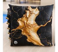 PETTI Artigiani Italiani - Cuscini Sedie Cucina Set da 6, Effetto Marmo Nero 40x40 cm, Coprisedie Quadrati per Sala da Pranzo in Microfibra con Stampa Digitale e Laccetti, 100% Made in Italy