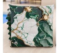 PETTI Artigiani Italiani - Cuscini Sedie Cucina Set da 6, Effetto Marmo Smeraldo 40x40 cm, Coprisedie Quadrati per Sala da Pranzo in Microfibra con Stampa Digitale e Laccetti, 100% Made in Italy