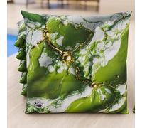 PETTI Artigiani Italiani - Cuscini Sedie Cucina Set da 6, Effetto Marmo Verde 40x40 cm, Coprisedie Quadrati per Sala da Pranzo in Microfibra con Stampa Digitale e Laccetti, 100% Made in Italy