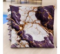 PETTI Artigiani Italiani - Cuscini Sedie Cucina Set da 6, Effetto Marmo Viola 40x40 cm, Coprisedie Quadrati per Sala da Pranzo in Microfibra con Stampa Digitale e Laccetti, 100% Made in Italy