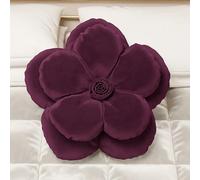 PETTI Artigiani Italiani - Cuscini Fiore in Velluto con Imbottitura, Copricuscini Camera da Letto, Cuscini Arredo a Forma di Fiore, Cuscini Velluto Prugna Fiore 1 Pezzo - Diametro 50 cm