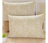 PETTI Artigiani Italiani - Federe Cuscini Letto, Coppia di Federe 50x80 cm, Federa Copricuscino, Federe in Microfibra Anallergica, Made in Italy, Federe Paisley Tortora