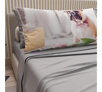 PETTI Artigiani Italiani - Lenzuola Animali con Cani in Cotone con Federe in Stampa Digitale, Lenzuola Una Pizza e Mezza, Completo Letto Una Piazza e Mezza Grigio Chiaro, 100% Made in Italy