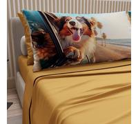 PETTI Artigiani Italiani - Lenzuola Animali con Cani in Cotone con Federe in Stampa Digitale, Lenzuola Una Piazza e Mezza Francese, Completo Letto Una Piazza e Mezza Giallo, 100% Made in Italy