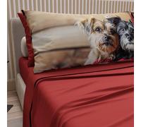 PETTI Artigiani Italiani - Lenzuola Animali con Cani in Cotone con Federe in Stampa Digitale, Lenzuola Una Pizza e Mezza, Completo Letto Una Piazza e Mezza Rosso, 100% Made in Italy