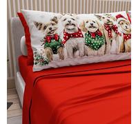 PETTI Artigiani Italiani - Lenzuola in Cotone con Federe in Stampa Digitale di Natale, Lenzuola Natalizie Due Piazze, Completo Letto Matrimoniale Natalizio, Xmas 9 Rosso, 100% Made in Italy