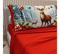 PETTI Artigiani Italiani - Lenzuola in Cotone con Federe in Stampa Digitale di Natale, Lenzuola Natalizie 2 Piazze, Completo Letto Matrimoniale Maxi, Xmas 4 Rosso, 100% Made in Italy