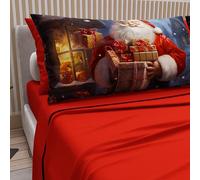 PETTI Artigiani Italiani - Lenzuola in Cotone con Federe in Stampa Digitale di Natale, Lenzuola Natalizie 2 Piazze, Completo Letto Matrimoniale Maxi, Xmas 2 Rosso, 100% Made in Italy