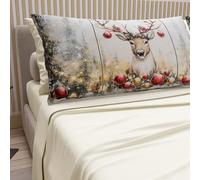 PETTI Artigiani Italiani - Lenzuola in Cotone con Federe in Stampa Digitale di Natale, Lenzuola Natalizie 2 Piazze, Completo Letto Matrimoniale Maxi, Renna Panna, 100% Made in Italy