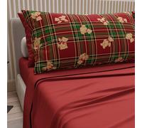 PETTI Artigiani Italiani - Lenzuola in Cotone con Federe in Stampa Digitale di Natale, Lenzuola Natalizie Due Piazze, Completo Letto Matrimoniale Natalizio, Orsetto Tartan, 100% Made in Italy
