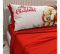 PETTI Artigiani Italiani - Lenzuola in Cotone con Federe in Stampa Digitale di Natale, Lenzuola Natalizie Una Piazza e Mezza, Completo Letto Natalizio, Xmas 12 Rosso, 100% Made in Italy