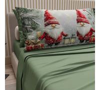 PETTI Artigiani Italiani - Lenzuola in Cotone con Federe in Stampa Digitale di Natale, Lenzuola Natalizie Una Piazza e Mezza, Completo Letto Natalizio, Gnomo 02 Verde, 100% Made in Italy
