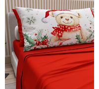 PETTI Artigiani Italiani - Lenzuola in Cotone con Federe in Stampa Digitale di Natale, Lenzuola Natalizie Due Piazze, Completo Letto Matrimoniale Natalizio, Xmas 16 Rosso, 100% Made in Italy
