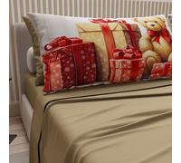 PETTI Artigiani Italiani - Lenzuola in Cotone con Federe in Stampa Digitale di Natale, Lenzuola Natalizie Una Piazza e Mezza, Completo Letto Natalizio, Orsetto 02 Tortora, 100% Made in Italy