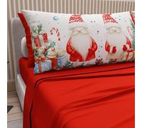 PETTI Artigiani Italiani - Lenzuola in Cotone con Federe in Stampa Digitale di Natale, Lenzuola Natalizie Due Piazze, Completo Letto Matrimoniale Natalizio, Xmas 6 Rosso, 100% Made in Italy