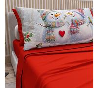 PETTI Artigiani Italiani - Lenzuola in Cotone con Federe in Stampa Digitale di Natale, Lenzuola Natalizie Una Piazza e Mezza Francese, Completo Letto Natalizio, Xmas 7 Rosso, 100% Made in Italy