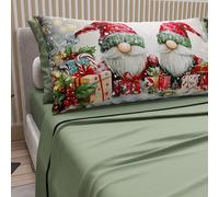 PETTI Artigiani Italiani - Lenzuola in Cotone con Federe in Stampa Digitale di Natale, Lenzuola Natalizie 2 Piazze, Completo Letto Matrimoniale Maxi, Xmas 11 Verde, 100% Made in Italy