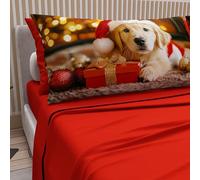 PETTI Artigiani Italiani - Lenzuola in Cotone con Federe in Stampa Digitale di Natale, Lenzuola Natalizie Una Piazza e Mezza, Completo Letto Natalizio, Xmas 15 Rosso, 100% Made in Italy